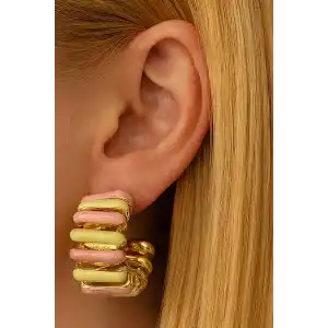 Altın Renk Burgu Detaylı 14K Altın Kaplama TX Küpe (Çift)