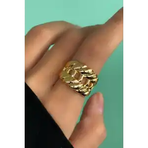 Altın Renk Burgu Detaylı Metal Ayarlanabilir Yüzük