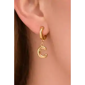 Altın Renk C Harf Çelik Küpe (Çift)