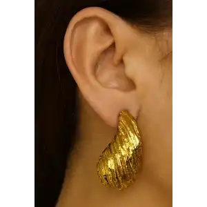 Altın Renk Çelik Bottega Küpe (Çift)