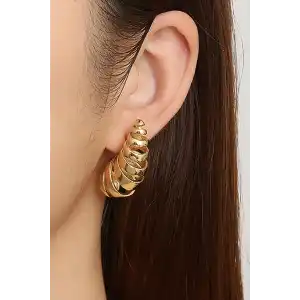 Altın Renk Çelik Bottega Küpe (Çift)