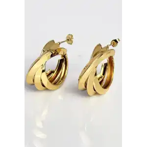 Altın Renk Çelik Halka Küpe (Çift)