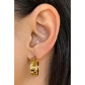 Altın Renk Çelik Halka Küpe (Çift)