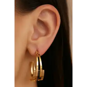 Altın Renk Çelik Halka Küpe (Çift)