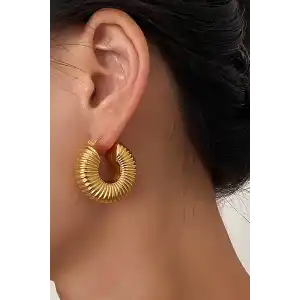 Altın Renk Çelik Halka Küpe (Çift)