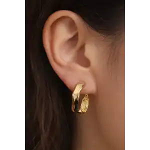 Altın Renk Çelik Halka Küpe (Çift)