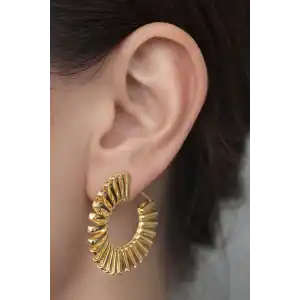 Altın Renk Çelik Halka Küpe (Çift)