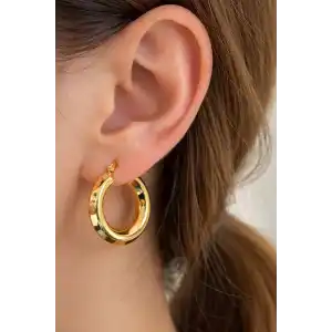 Altın Renk Çelik Halka Küpe (Çift)