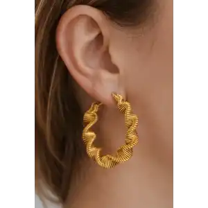 Altın Renk Çelik Halka Küpe (Çift)