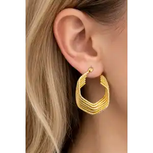 Altın Renk Çelik Halka Küpe (Çift)