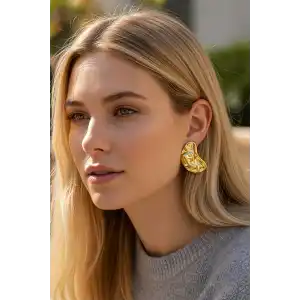 Altın Renk Çelik Küpe (Çift)