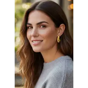 Altın Renk Çelik Küpe (Çift)