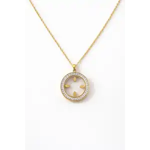 Altın Renk Çeyrek Koyulabilen Çelik Kolye