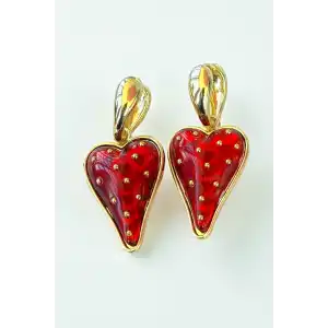 Altın Renk Çilek Figürlü Küpe (Çift)