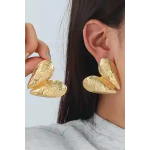 Altın Renk Deniz Kabuğu Figürlü Tasarım Küpe(Çift)