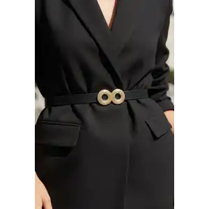 Altın Renk Deri Detaylı Kadın Kemer