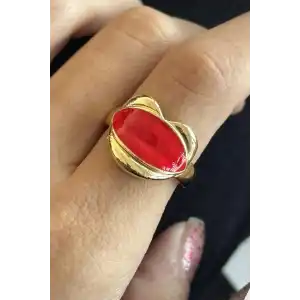 Altın Renk Dudak Figürlü Ayarlanabilir Yüzük