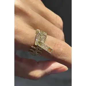 Altın Renk Fermuar Figürlü Ayarlanabilir Yüzük