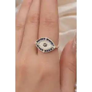 Altın Renk Göz Figürlü Ayarlanabilir Yüzük