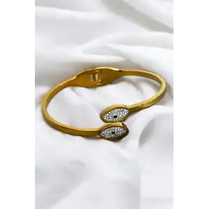 Altın Renk Göz Figürlü Çelik Kelepçe Bileklik