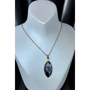 Altın Renk Göz Figürlü Çelik Kolye