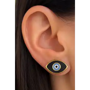 Altın Renk Göz Figürlü Çelik Küpe (Çift)