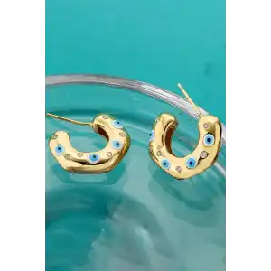 Altın Renk Göz Figürlü Halka Küpe (Çift)