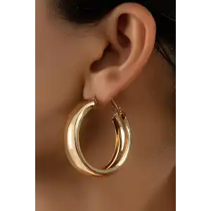 Altın Renk Halka Küpe (Çift)