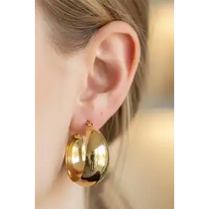 Altın Renk Halka Küpe (Çift)