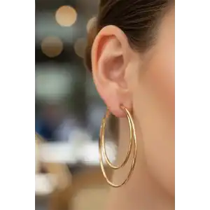 Altın Renk Halka Küpe (Çift)