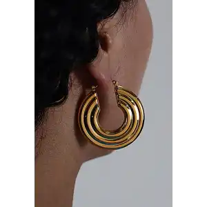 Altın Renk Halka Küpe (Çift)