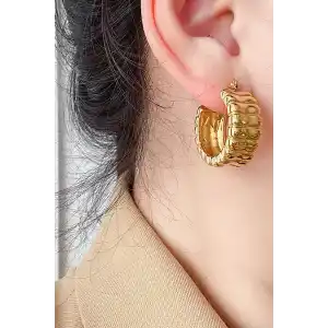 Altın Renk Halka Küpe (Çift)