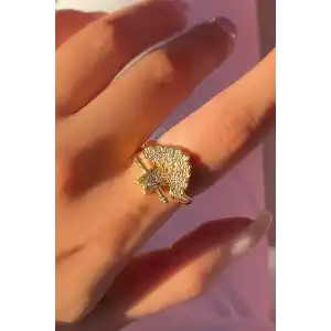 Altın Renk Hayat Ağacı Figürlü Metal Ayarlanabilir Yüzük