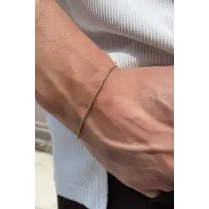 Altın Renk İnce Zincir Çelik Bileklik (Unisex)