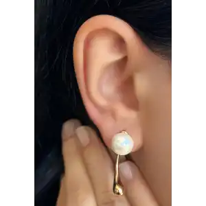 Altın Renk İnci Detaylı Çelik Xuping Küpe (Çift)