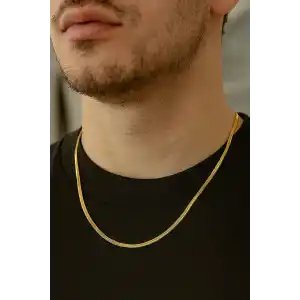 Altın Renk İtalyan Zincir Erkek Çelik Kolye (55cm)