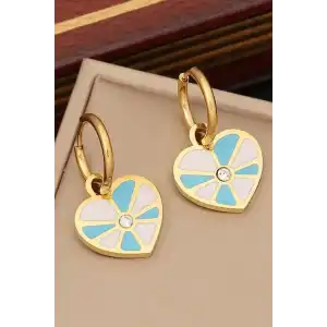 Altın Renk Kalp Figürlü Çelik Küpe (Çift)