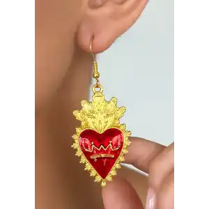 Altın Renk Kalp Figürlü Çelik Küpe (Çift)