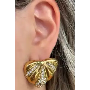 Altın Renk Kalp Figürlü Çelik Küpe (Çift)