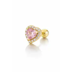 Altın Renk Kalp Figürlü Cerrahi Çelik Tragus/Kıkırdak Küpe/Piercing (Tek)