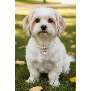 Altın Renk Kalp Figürlü Taş Detaylı M Beden Kedi Köpek Tasma