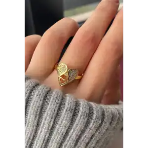 Altın Renk Kanat Figürlü Ayarlanabilir Yüzük