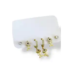 Altın Renk Karışık Figürlü 6lı Küpe Set