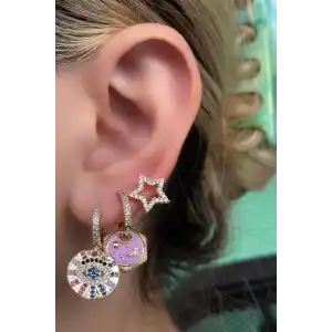 Altın Renk Karışık Figürlü Taş Detaylı VİP 3lü YSX Küpe Set