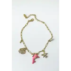 Altın Renk Karışık Figürlü Taş Detaylı YSX Bileklik