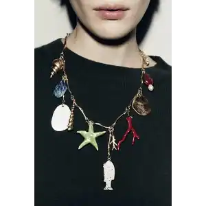 Altın Renk Karışık Figürlü Tasarım Kolye