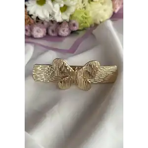 Altın Renk Kelebek Figürlü Metal Otomat Toka