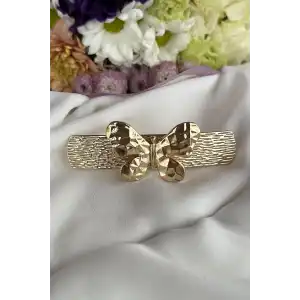 Altın Renk Kelebek Figürlü Metal Otomat Toka