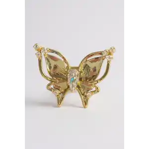 Altın Renk Kelebek Figürlü Taş Detaylı 14K Altın Kaplama TX Ear Cuff (Tek)