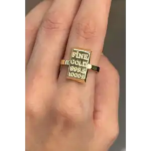 Altın Renk Külçe Figürlü Ayarlanabilir Yüzük